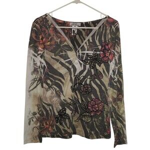 Spy Zone Exchange Shirt Women's Small Floral Long Sleeve NWT